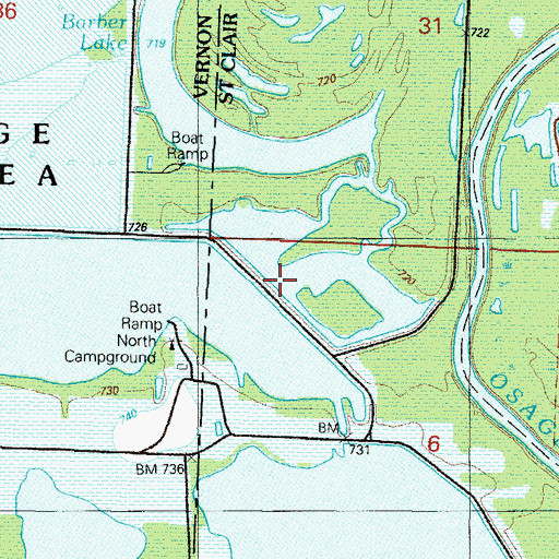 Topographic Map of Barber Lake, MO