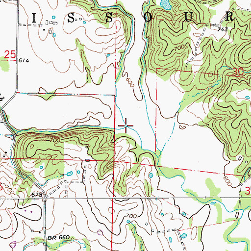 Topographic Map of Barclay Branch, MO