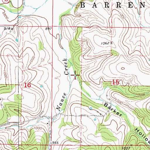 Topographic Map of Barker Hollow, MO