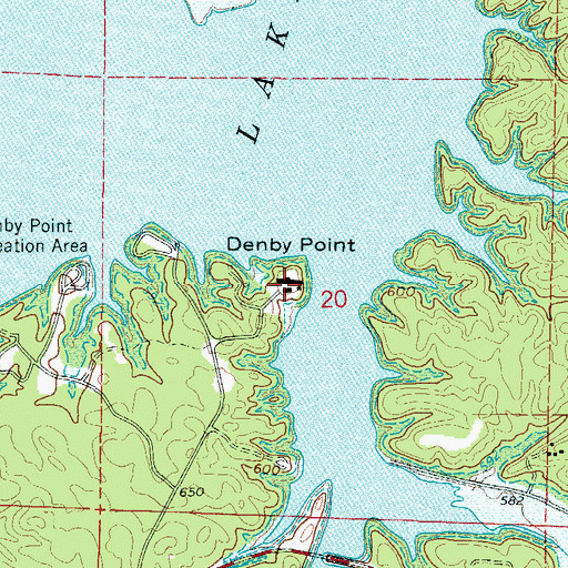 Topographic Map of Denby Point, AR