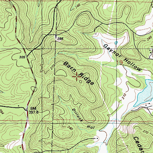 Topographic Map of Barn Ridge, MO