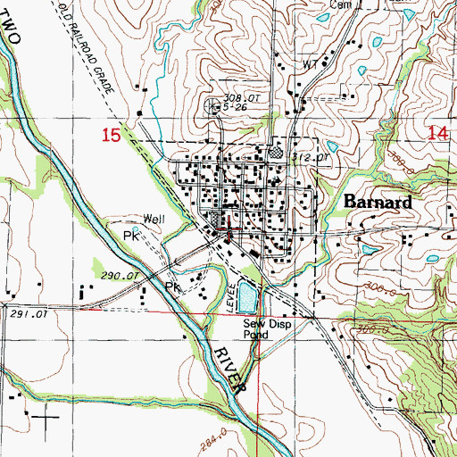 Topographic Map of Barnard, MO