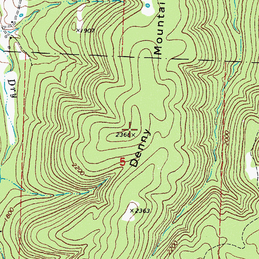 Topographic Map of Denny Mountain, AR