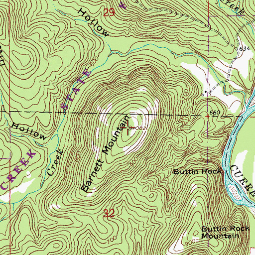 Topographic Map of Barnett Mountain, MO