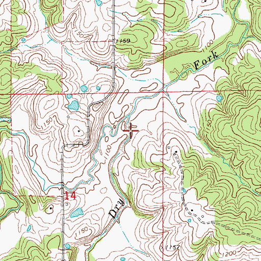 Topographic Map of Barnitz Prong, MO