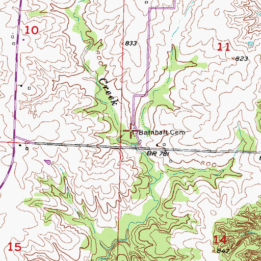 Topographic Map of Barnhart Cemetery, MO