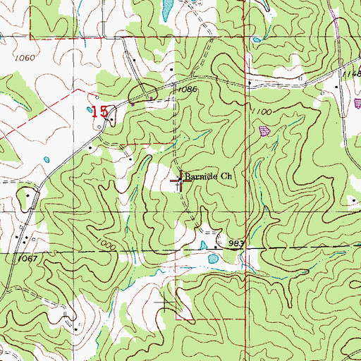 Topographic Map of Barnicle Church, MO