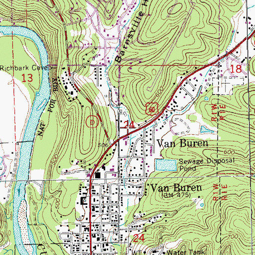Topographic Map of Barnsville Hollow, MO
