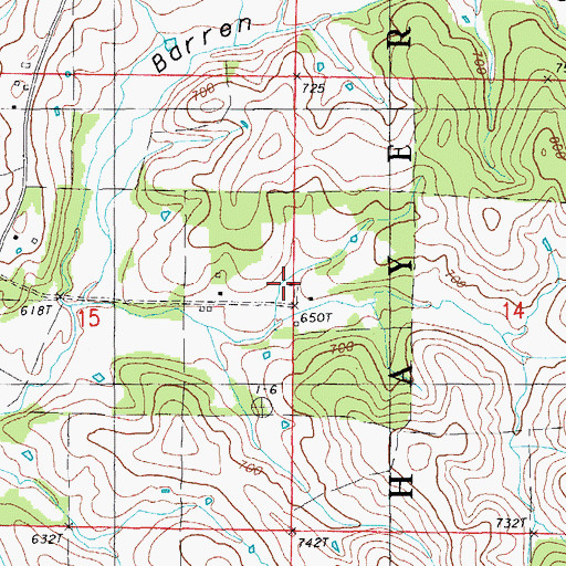 Topographic Map of Barren Hollow School, MO