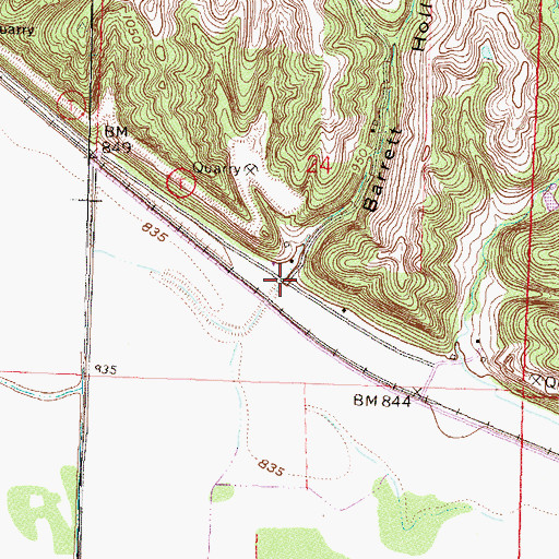 Topographic Map of Barrett Hollow, MO