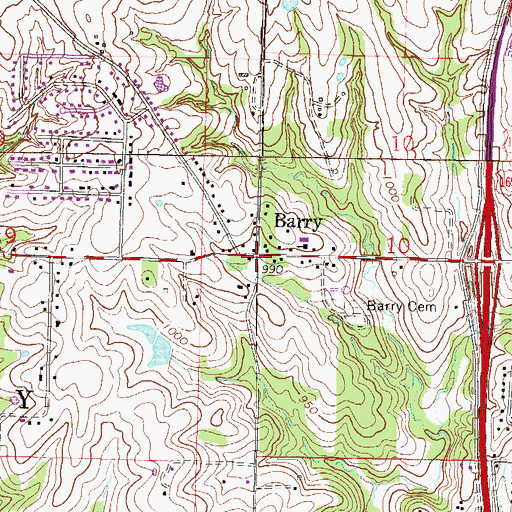 Topographic Map of Barry, MO
