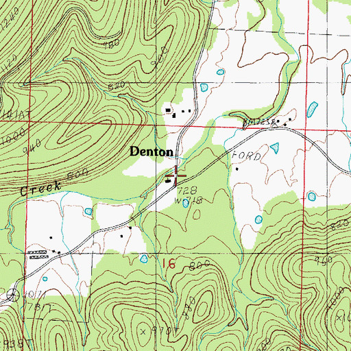 Topographic Map of Denton School, AR