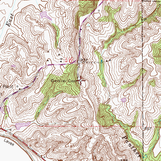 Topographic Map of Barsher Cemetery, MO