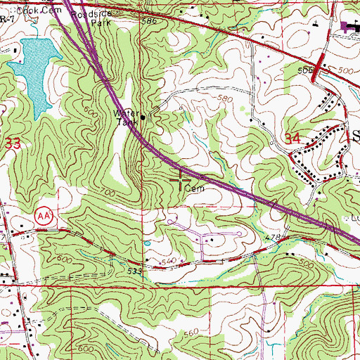 Topographic Map of Barsotti Cemetery, MO