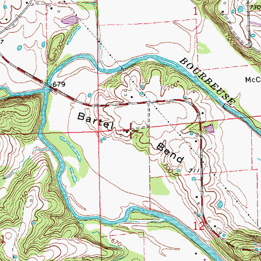 Topographic Map of Bartel Bend, MO