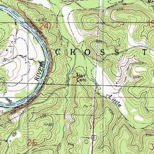 Topographic Map of Bartville School, MO