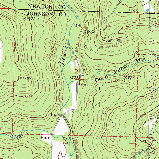 Topographic Map of Devil Jump Hollow, AR