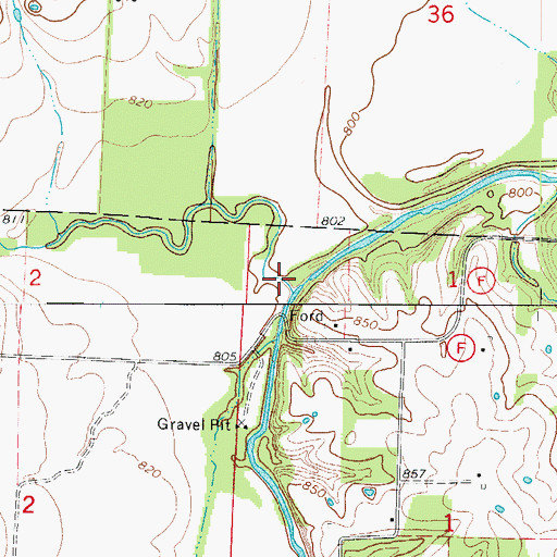 Topographic Map of Basin Fork, MO