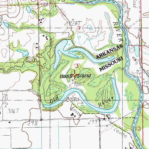 Topographic Map of Bass Island, MO