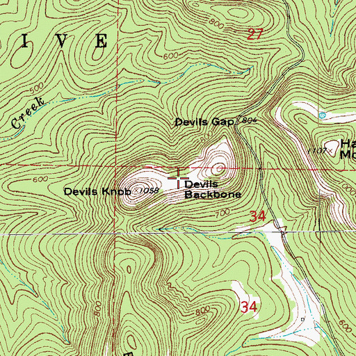 Topographic Map of Devils Backbone, AR