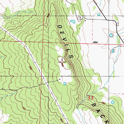Topographic Map of Devils Backbone Ridge, AR