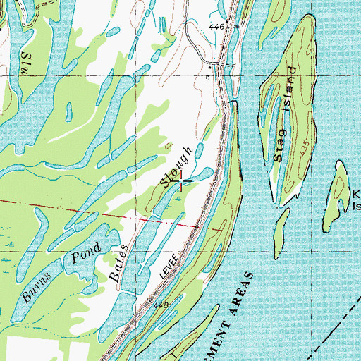Topographic Map of Bates Slough, MO