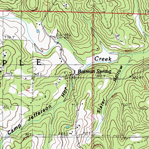 Topographic Map of Batman Spring, MO