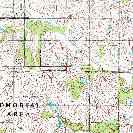 Topographic Map of Battle Creek School (historical), MO