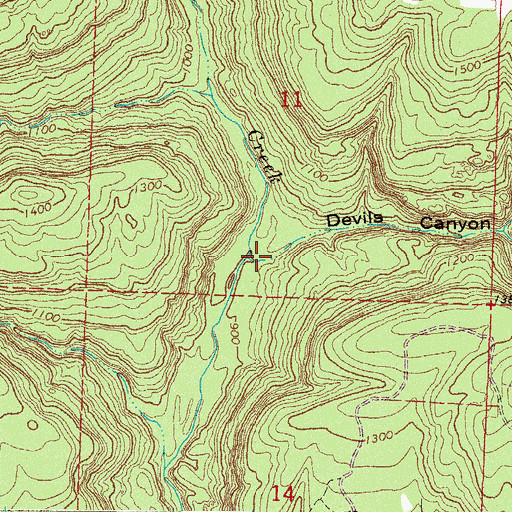 Topographic Map of Devils Canyon, AR