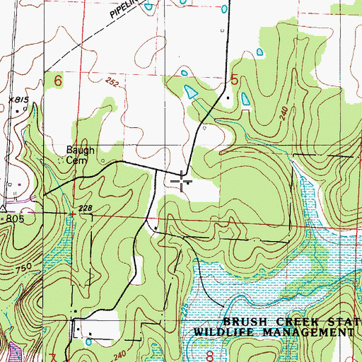 Topographic Map of Baugh School (historical), MO