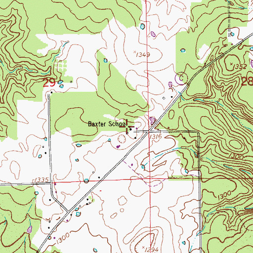 Topographic Map of Baxter School, MO