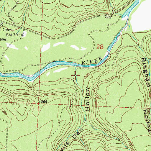 Topographic Map of Devils Den Hollow, AR