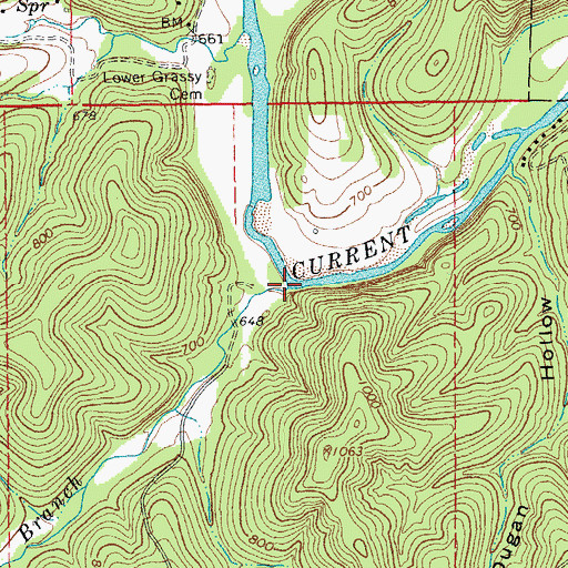 Topographic Map of Bay Branch, MO