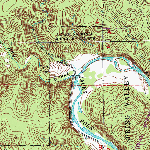 Topographic Map of Bay Creek, MO