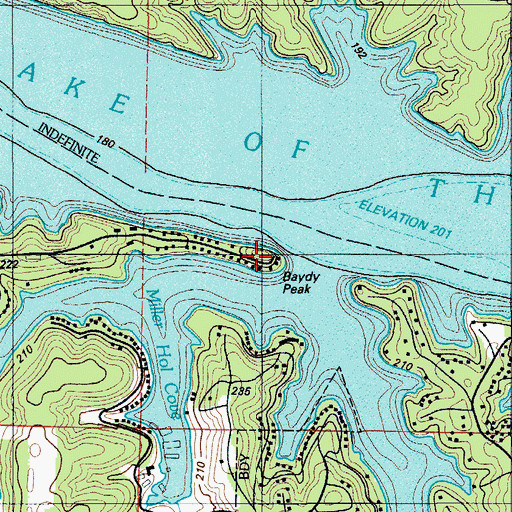 Topographic Map of Baydy Peak, MO