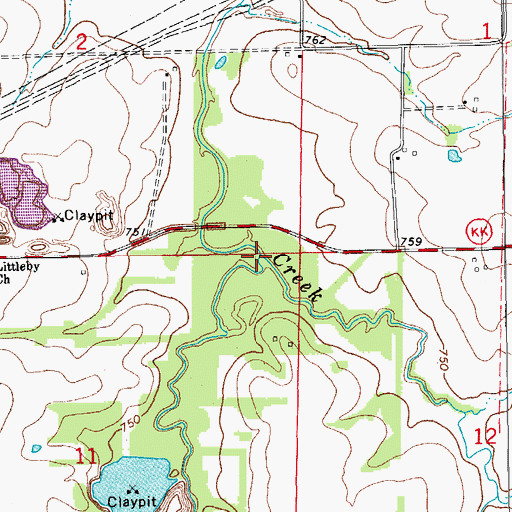 Topographic Map of Bean Branch, MO