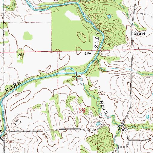 Topographic Map of Bean Creek, MO