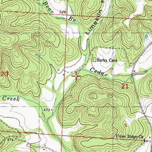 Topographic Map of Bear Branch, MO