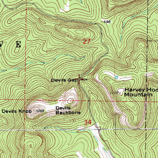 Topographic Map of Devils Gap, AR