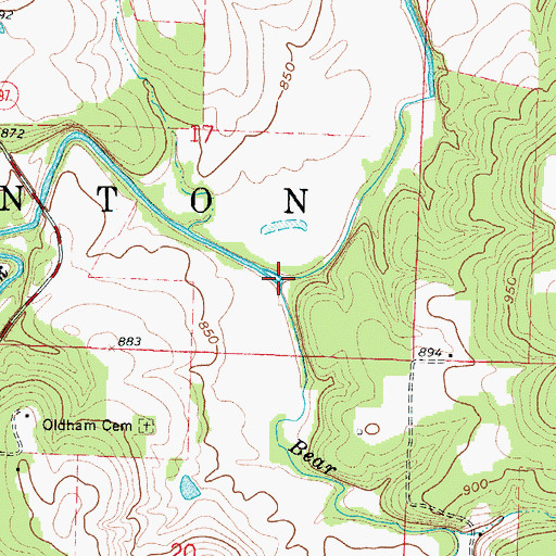 Topographic Map of Bear Creek, MO