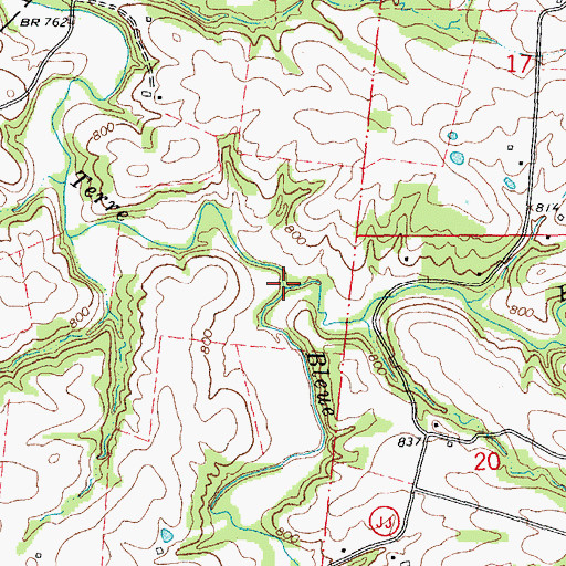 Topographic Map of Bear Creek, MO