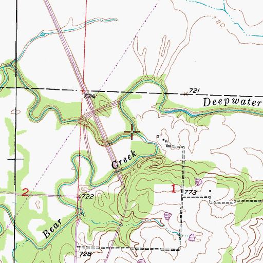 Topographic Map of Bear Creek, MO