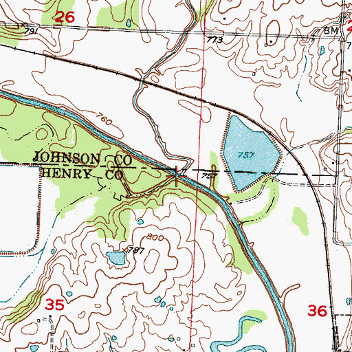 Topographic Map of Bear Creek, MO