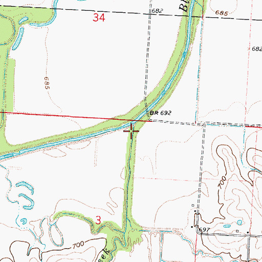 Topographic Map of Bear Creek, MO