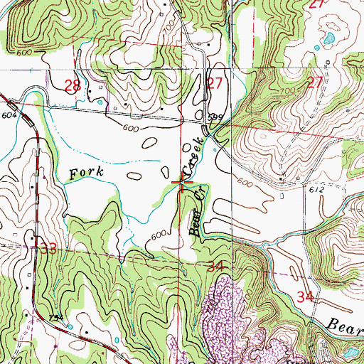 Topographic Map of Bear Creek, MO