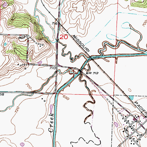 Topographic Map of Bear Creek, MO