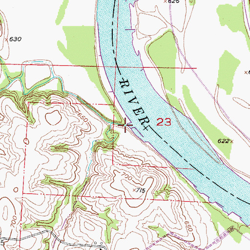 Topographic Map of Bear Creek, MO