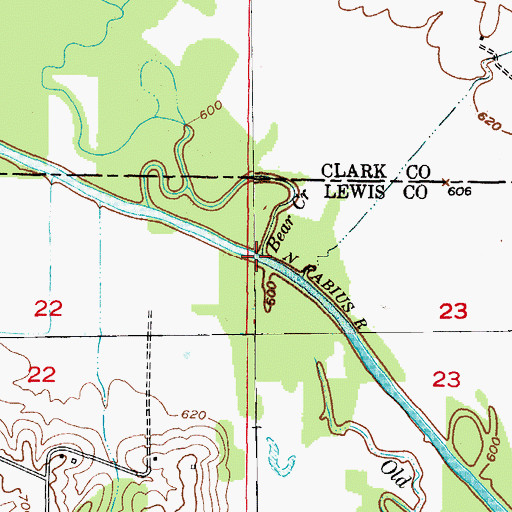 Topographic Map of Bear Creek, MO