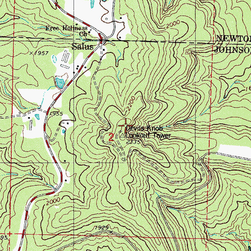Topographic Map of Devils Knob, AR