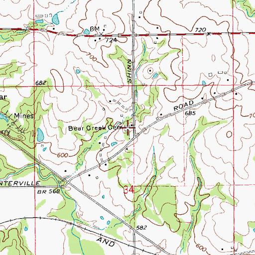 Topographic Map of Bear Creek Cemetery, MO